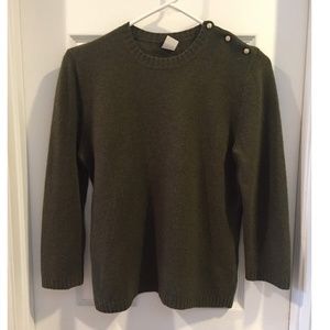 J. Crew Olive Green Crew Neck 3/4 Sleeve Sweater M